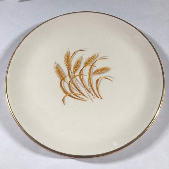 Vintage Homer Laughlin Golden Wheat 22K Gold 6” Dessert Bread Plate 8ct